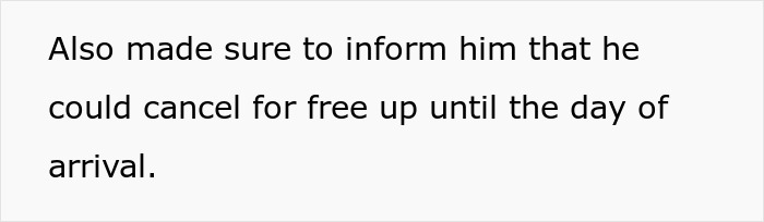Hotel receptionist informing guest about free cancellation policy before arrival, highlighting scammer's failed laundering attempt.