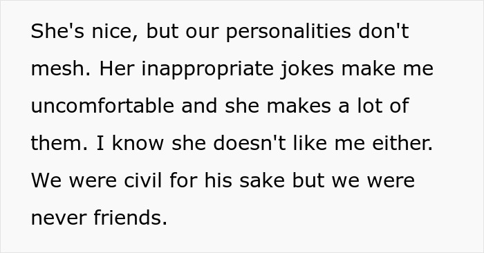 Text discussing personality clash and discomfort with inappropriate jokes, highlighting tensions in relationships.