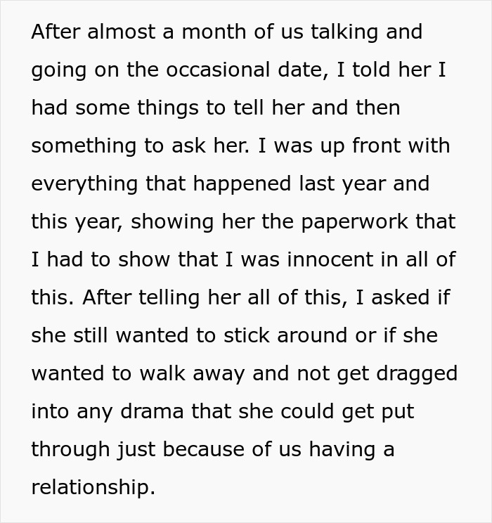 Text excerpt describing a dad accused by his kids sharing how his life fell apart, explaining his innocence and relationship struggles.