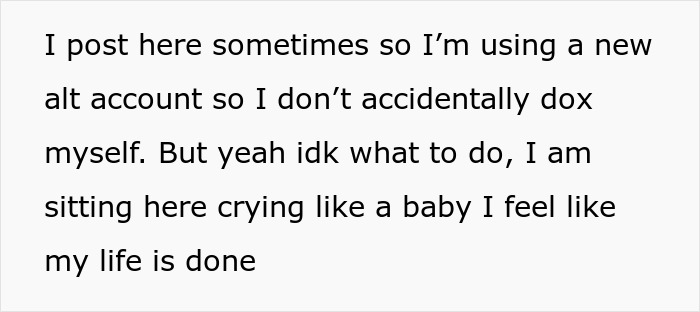 Text post about feeling overwhelmed, mentioning mom throws child out on the street and legal concerns.