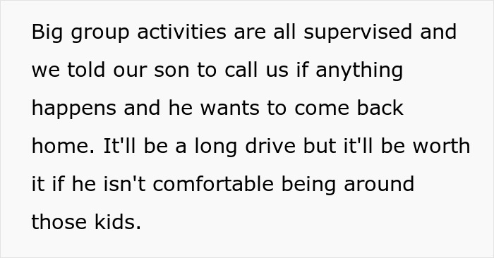 Alt text: Text discussing concerns about an autistic kid feeling uncomfortable during a supervised school group activity.