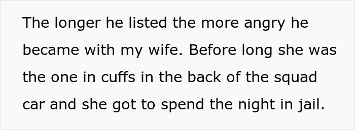 Text excerpt from a story about a woman&rsquo;s court act failing after evidence from her husband and BFF leads to her arrest.