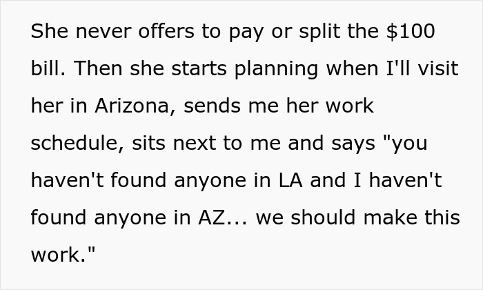 Text message about a lady sending lovey-dovey texts and expecting a guy to pay thousands on two dates.