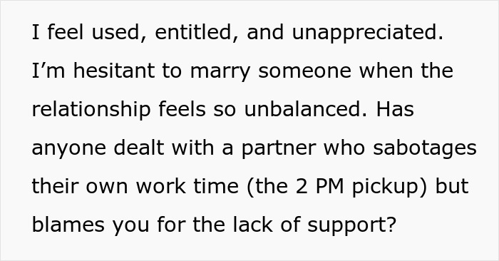 Post screenshot: I feel used and unappreciated; man feels like his GF's ATM after she quit job and demands marriage