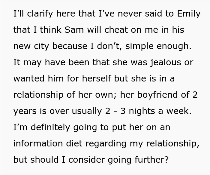Woman fabricates evidence of cheating to convince friend to dump boyfriend, plan backfires in friendship conflict discussion.