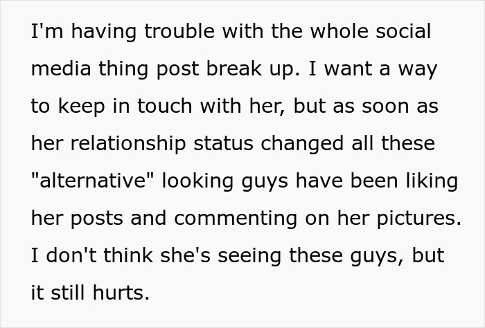 Text post about trouble with social media after breakup and dealing with ex-girlfriend&rsquo;s princess syndrome memories.