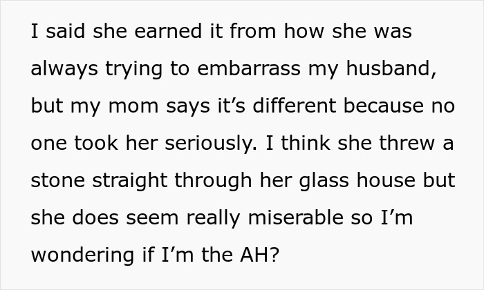 Text excerpt discussing a lady insulting her SIL's hubby and reflecting on partner&rsquo;s indiscretions and conflicts.