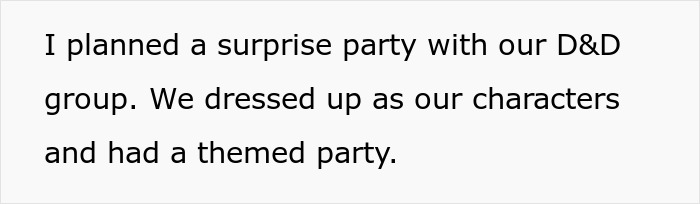 Text excerpt about planning a surprise party, illustrating woman match relationship energy with boyfriend in a casual context. Text excerpt about planning a surprise party, illustrating woman match relationship energy with boyfriend in a casual context.