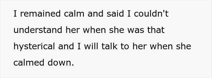 Text excerpt about staying calm during a conflict, relating to ruining family relationship lying MIL issues.