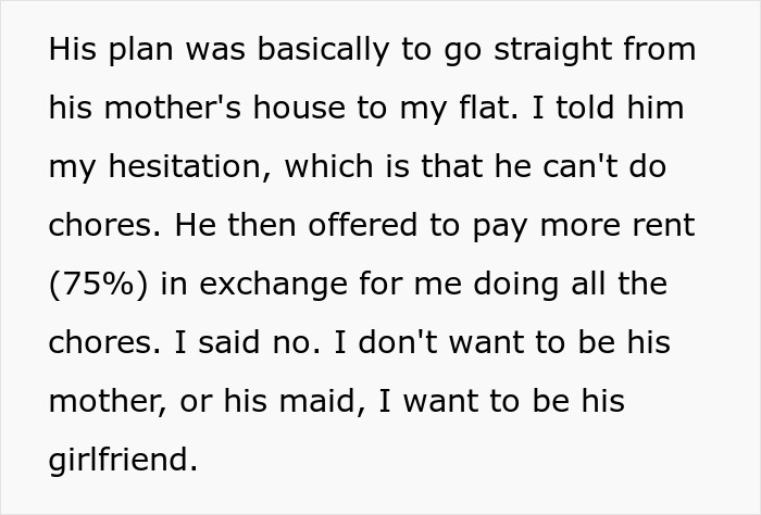 Man wants to move from mom&rsquo;s house to girlfriend&rsquo;s without learning chores, faces a reality check about household responsibilities.