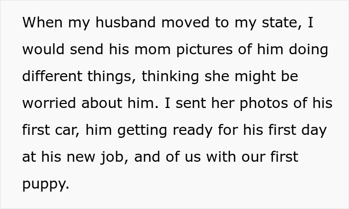 Text excerpt from a wife about her husband&rsquo;s mom, highlighting issues with relatives living with them and household tensions.