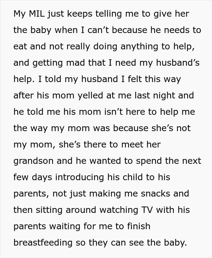 New mom frustrated with husband and inlaws not helping with baby and feeling unsupported during breastfeeding.