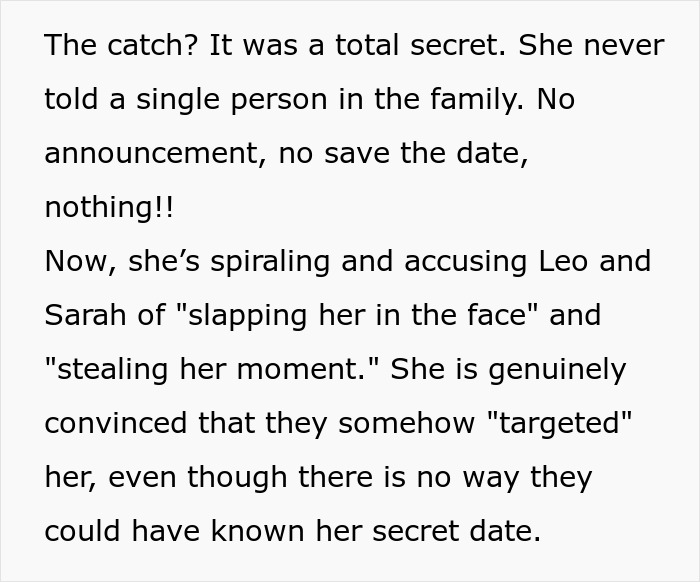 Woman upset over cousin booking the same wedding date, causing a family conflict about ownership and secrecy. Woman upset over cousin booking the same wedding date, causing a family conflict about ownership and secrecy.