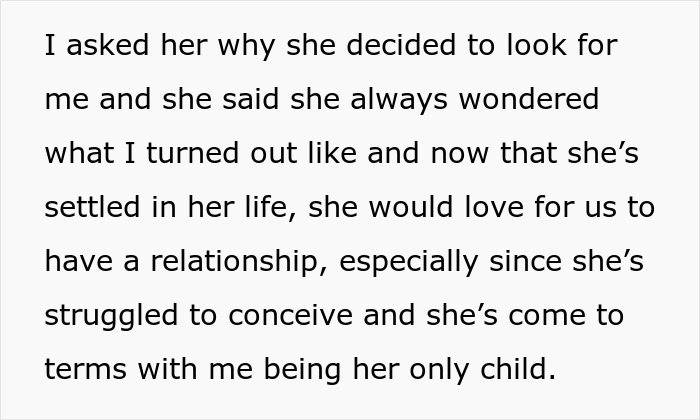 Text excerpt about bio mom appearing after 16 years, expecting relationship despite teen saying she&rsquo;s not a backup plan.
