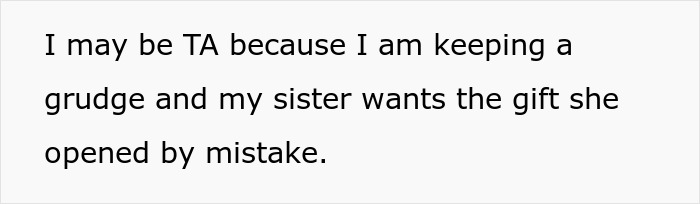 Text post: someone admits keeping a grudge over a heated blanket gifted to sister, upset mom got it instead. Text post: someone admits keeping a grudge over a heated blanket gifted to sister, upset mom got it instead.