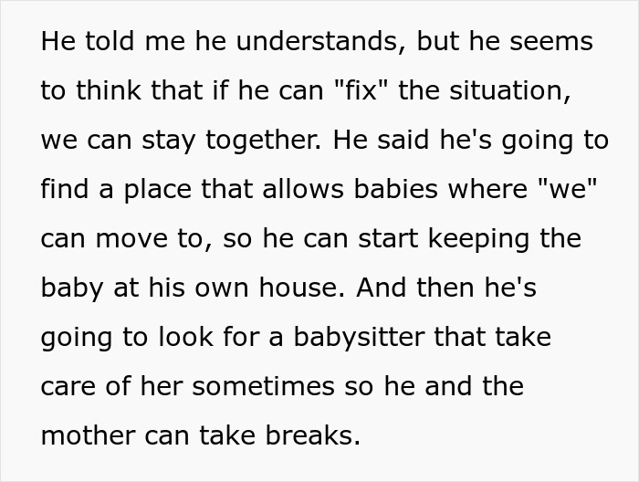 Man offers to raise pregnant ex's baby and find childcare, while girlfriend walks away from the complicated situation.