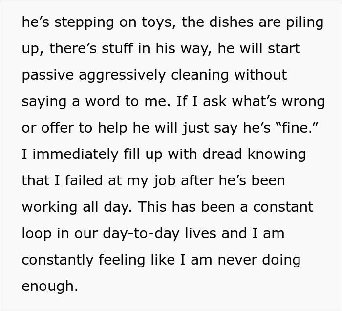 Text excerpt describing feelings of never doing enough as a stay-at-home mom in a constant day-to-day emotional loop.