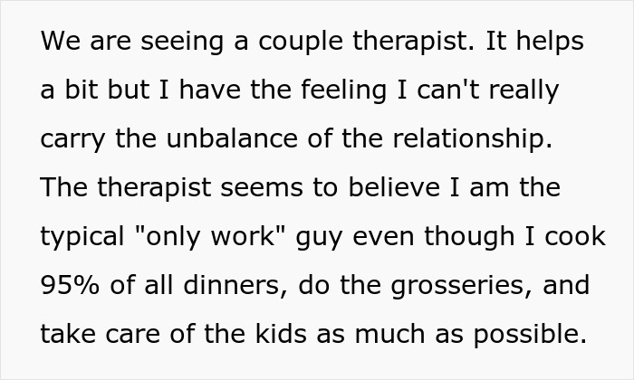 Man in therapy reading message about feeling like his GF's ATM after she quit her job and demands marriage for security