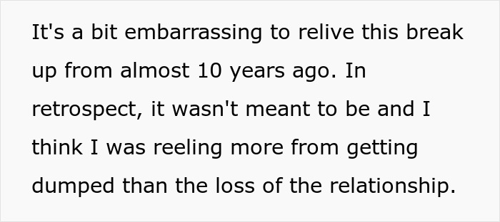 Text excerpt reflecting a guy reminiscing on a breakup 10 years ago involving his ex-GF&rsquo;s princess syndrome.