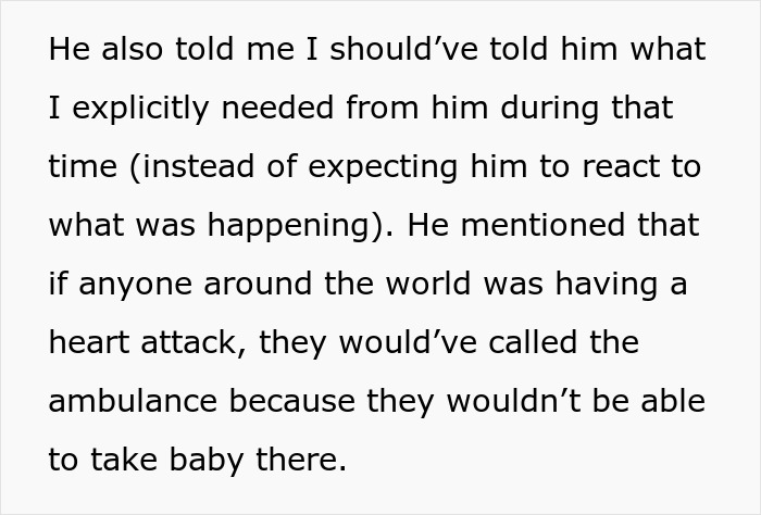 Text about partner sleep and calling ambulance during emergency, emphasizing communication and urgent response needed.