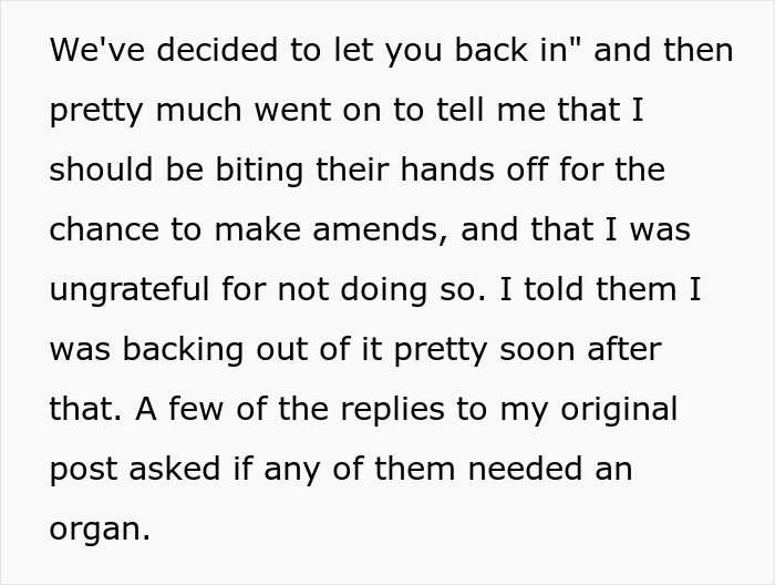 Text excerpt discussing family forgiveness and resentment after a man beat his brother five years ago.