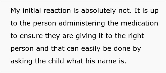 Text discussing refusal of a parent to make their twins less similar for easier school distinction by staff. Text discussing refusal of a parent to make their twins less similar for easier school distinction by staff.