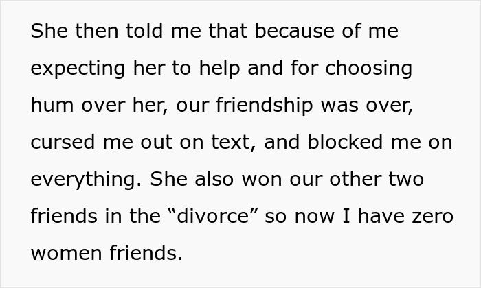 Text message describing a friendship ending after a groom slams MOH for low effort, causing a fallout before wedding.