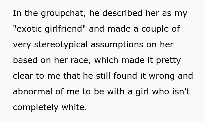 Text discussing family deciding to forgive man for beating his brother five years ago, highlighting tensions in their tone.