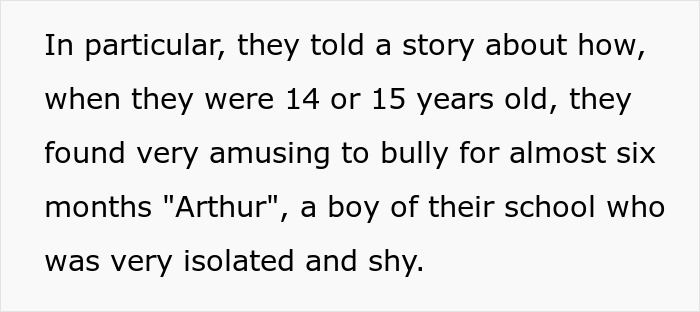 Text excerpt describing a teen boy recalling how he bullied another shy and isolated boy at school.