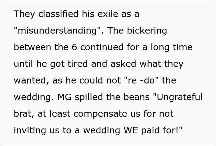 Family shocked and upset over not being invited to gay son&rsquo;s extravagant wedding, feeling disowned and excluded from celebration.
