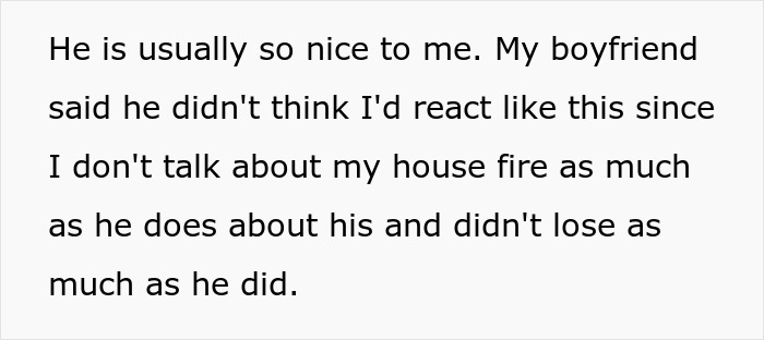Woman reacts emotionally to boyfriend&rsquo;s family Christmas tradition triggering childhood trauma from a past house fire experience.
