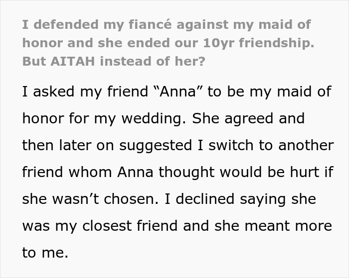 Text excerpt about a groom slamming maid of honor for low effort and conflict with bride before wedding.