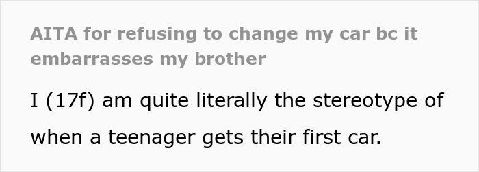 Teenage sister refuses to drive ungrateful brother who trashed her girly car and won't get his own license.