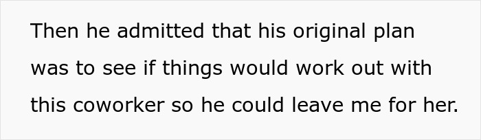 Text excerpt showing a man&rsquo;s plan to open relationship to date younger coworker and its unexpected outcome.