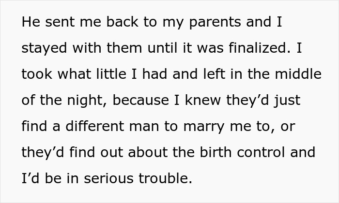 Excerpt from a teen forced to marry a 32-year-old explaining her plan to avoid trouble and seek a divorce.