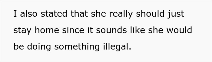 Text excerpt discussing advice about staying home to avoid illegal activity, related to aunt, camera, and family parole. Text excerpt discussing advice about staying home to avoid illegal activity, related to aunt, camera, and family parole.