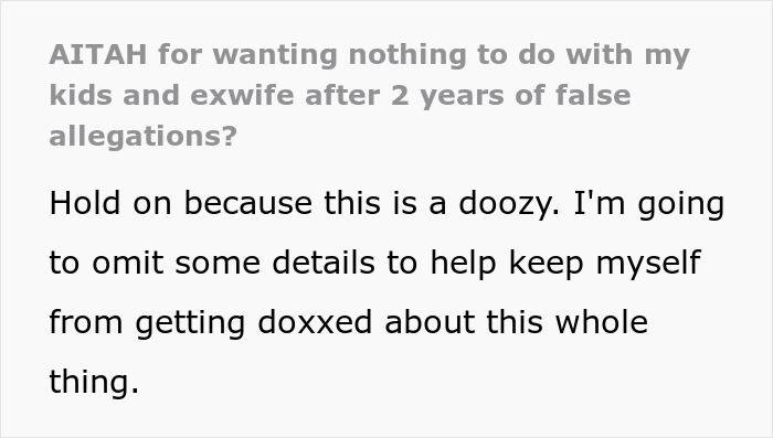 Text post discussing a dad accused of horrific things by his own kids, sharing how his life fell apart.