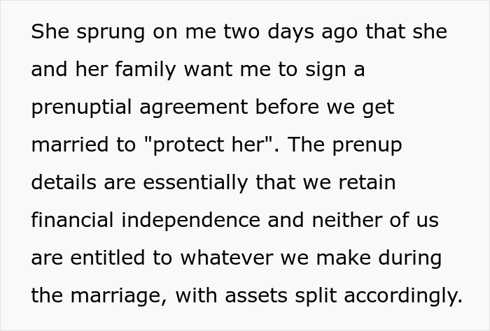 Text excerpt about a wealthy girlfriend expecting a guy to sign a prenup but refusing an infidelity clause before engagement cancellation. Text excerpt about a wealthy girlfriend expecting a guy to sign a prenup but refusing an infidelity clause before engagement cancellation.