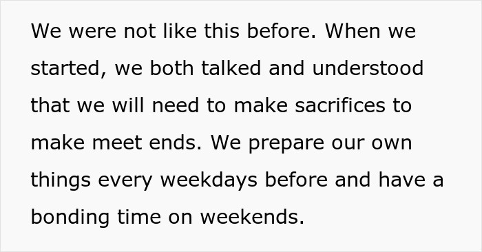 Alt text: Text discussing a wife's sacrifices and bonding time, related to wife breaks back acting like a housemaid as per hubs' demands