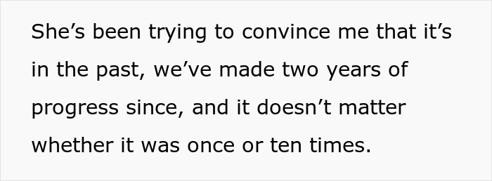 Text excerpt showing a man reflecting on discovering his wife&rsquo;s repeated cheating over a two-year period.