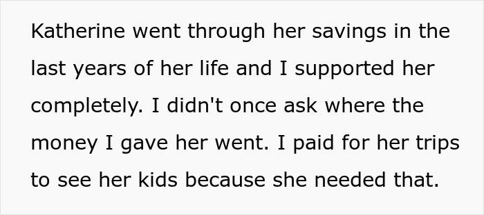 Text excerpt about a step kids mom facing financial loss while supporting her family needs.