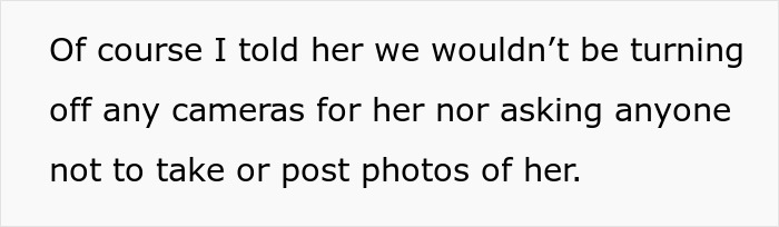 Text discussing assurance given to an aunt about not turning off cameras or restricting photo posts relating to family parole. Text discussing assurance given to an aunt about not turning off cameras or restricting photo posts relating to family parole.