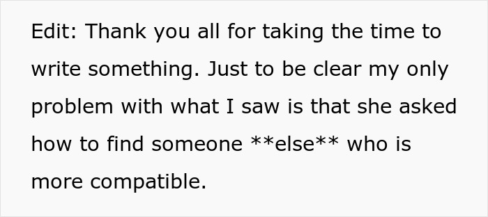 Text post explaining concern about someone using AI as a personal relationship coach to find a more compatible partner.