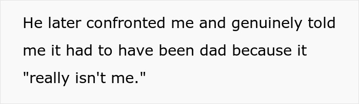 Text screenshot showing a quote about confronting a brother over leaving stains on the toilet seat. Text screenshot showing a quote about confronting a brother over leaving stains on the toilet seat.