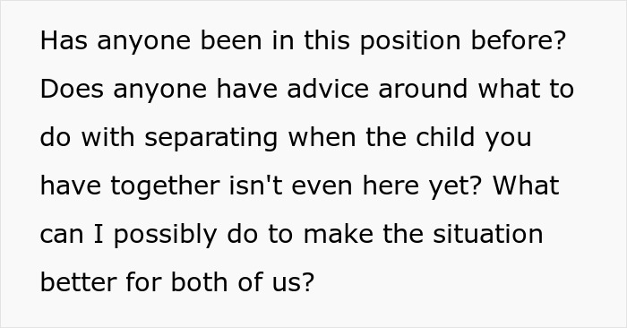Pregnant wife seeks advice on co-parenting after bipolar husband leaves her for a younger lover before their child is born. Pregnant wife seeks advice on co-parenting after bipolar husband leaves her for a younger lover before their child is born.