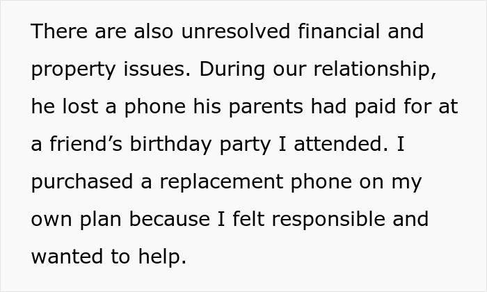 Text excerpt about unresolved financial issues during a relationship related to woman unable to handle ex’s dog situation. Text excerpt about unresolved financial issues during a relationship related to woman unable to handle ex’s dog situation.