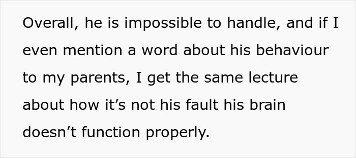 Text excerpt reflecting a woman feeling trapped caring for her autistic brother while putting love and school on hold.