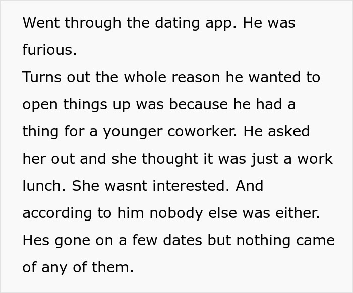 Man&rsquo;s plan to open relationship to date younger coworker backfires as she shows no interest in him.