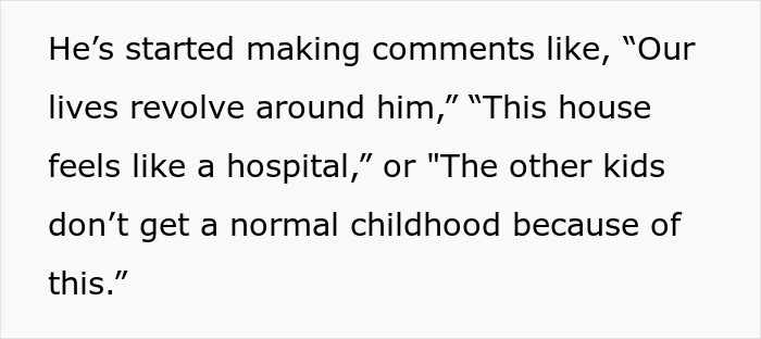 Man upset that wife's disabled son is hampering their normal life, causing tension about living arrangements at home.