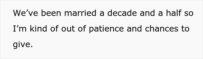 Text saying a wife expresses frustration after 15 years of marriage, feeling fed up with useless hubby's energy.
